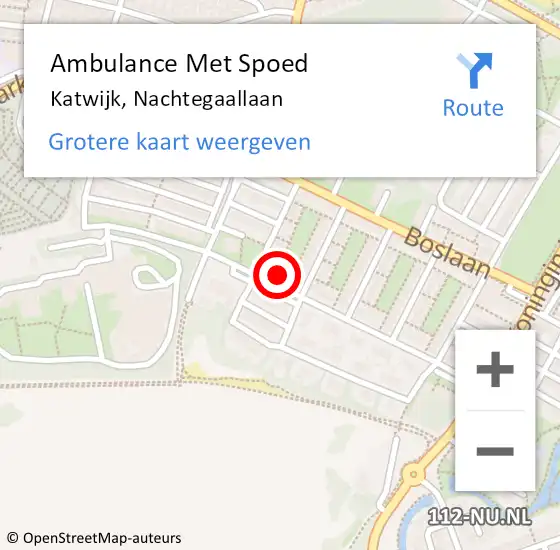 Locatie op kaart van de 112 melding: Ambulance Met Spoed Naar Katwijk, Nachtegaallaan op 18 mei 2024 12:46