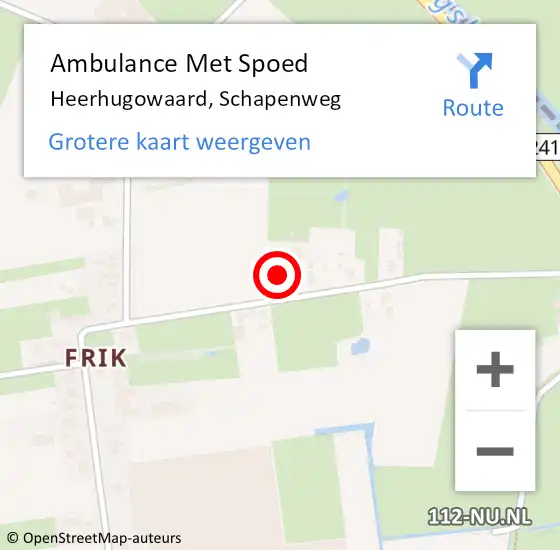 Locatie op kaart van de 112 melding: Ambulance Met Spoed Naar Heerhugowaard, Schapenweg op 18 mei 2024 12:49