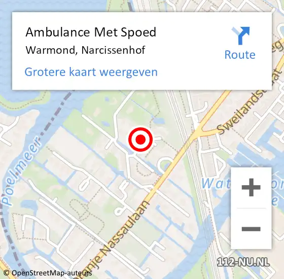Locatie op kaart van de 112 melding: Ambulance Met Spoed Naar Warmond, Narcissenhof op 18 mei 2024 12:54