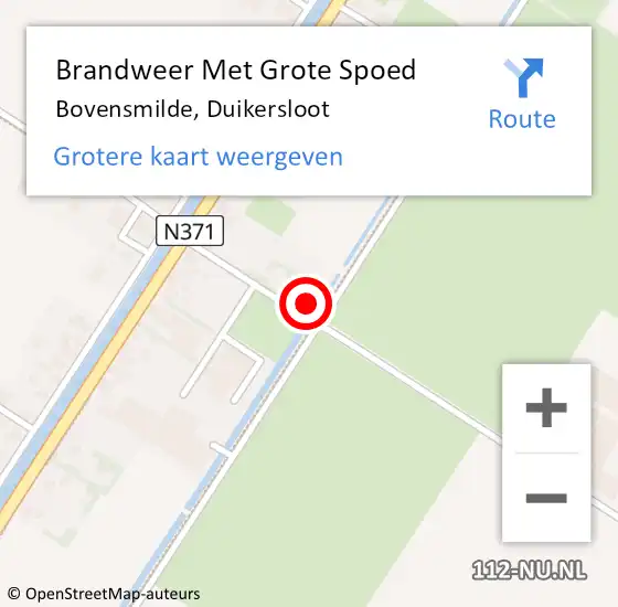 Locatie op kaart van de 112 melding: Brandweer Met Grote Spoed Naar Bovensmilde, Duikersloot op 18 mei 2024 12:58