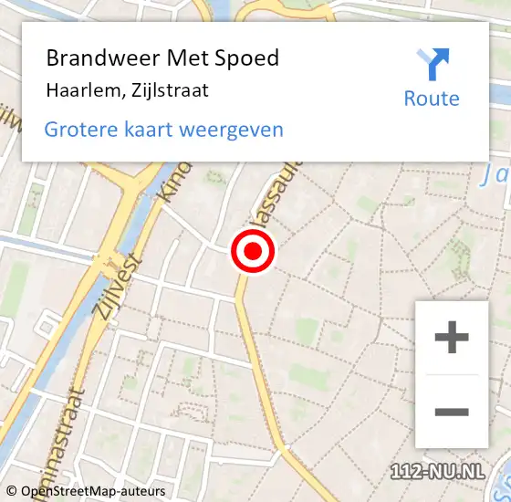 Locatie op kaart van de 112 melding: Brandweer Met Spoed Naar Haarlem, Zijlstraat op 18 mei 2024 13:01