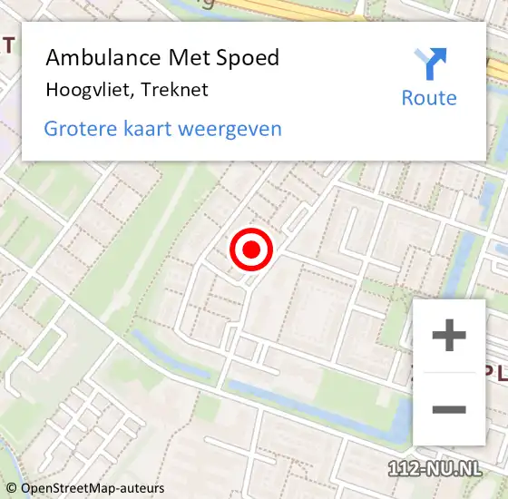 Locatie op kaart van de 112 melding: Ambulance Met Spoed Naar Hoogvliet, Treknet op 18 mei 2024 13:05