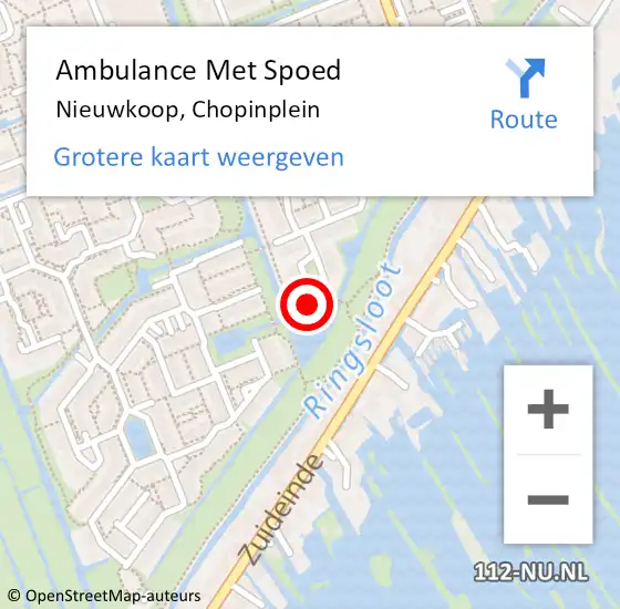 Locatie op kaart van de 112 melding: Ambulance Met Spoed Naar Nieuwkoop, Chopinplein op 18 mei 2024 13:06