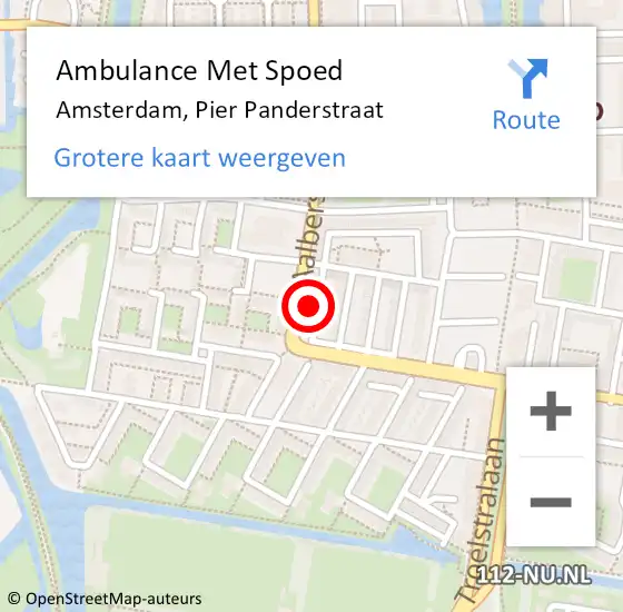 Locatie op kaart van de 112 melding: Ambulance Met Spoed Naar Amsterdam, Pier Panderstraat op 18 mei 2024 13:07