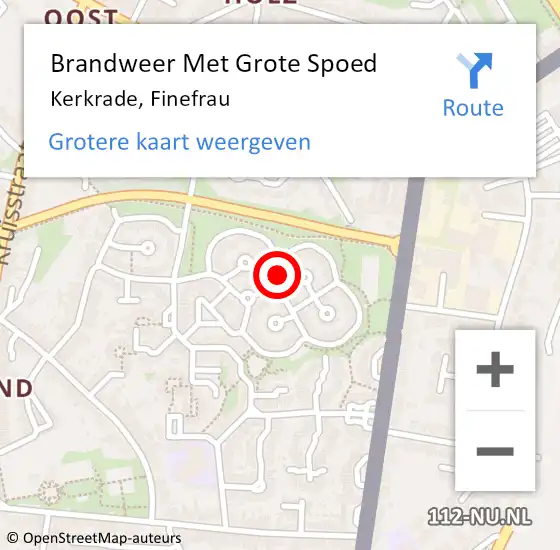 Locatie op kaart van de 112 melding: Brandweer Met Grote Spoed Naar Kerkrade, Finefrau op 18 mei 2024 13:23