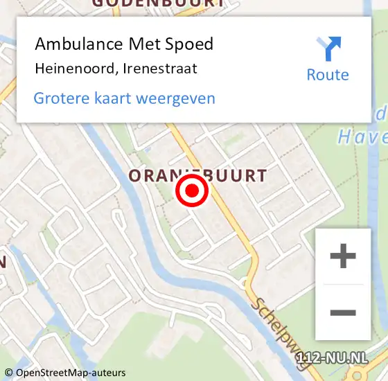 Locatie op kaart van de 112 melding: Ambulance Met Spoed Naar Heinenoord, Irenestraat op 18 mei 2024 13:27