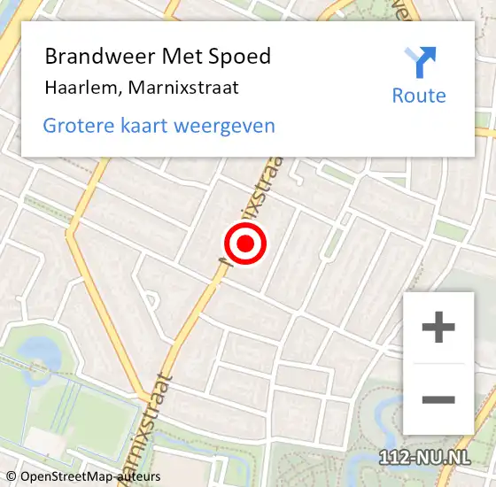 Locatie op kaart van de 112 melding: Brandweer Met Spoed Naar Haarlem, Marnixstraat op 18 mei 2024 13:27