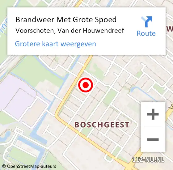 Locatie op kaart van de 112 melding: Brandweer Met Grote Spoed Naar Voorschoten, Van der Houwendreef op 18 mei 2024 13:27