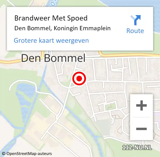 Locatie op kaart van de 112 melding: Brandweer Met Spoed Naar Den Bommel, Koningin Emmaplein op 18 mei 2024 13:28