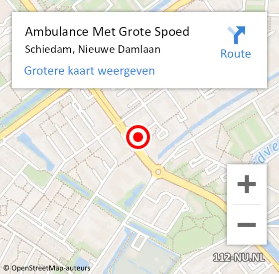 Locatie op kaart van de 112 melding: Ambulance Met Grote Spoed Naar Schiedam, Nieuwe Damlaan op 18 mei 2024 13:29