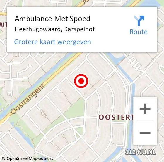 Locatie op kaart van de 112 melding: Ambulance Met Spoed Naar Heerhugowaard, Karspelhof op 18 mei 2024 13:37