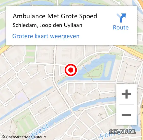 Locatie op kaart van de 112 melding: Ambulance Met Grote Spoed Naar Schiedam, Joop den Uyllaan op 18 mei 2024 13:38