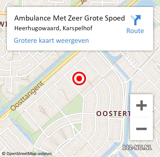 Locatie op kaart van de 112 melding: Ambulance Met Zeer Grote Spoed Naar Heerhugowaard, Karspelhof op 18 mei 2024 13:41