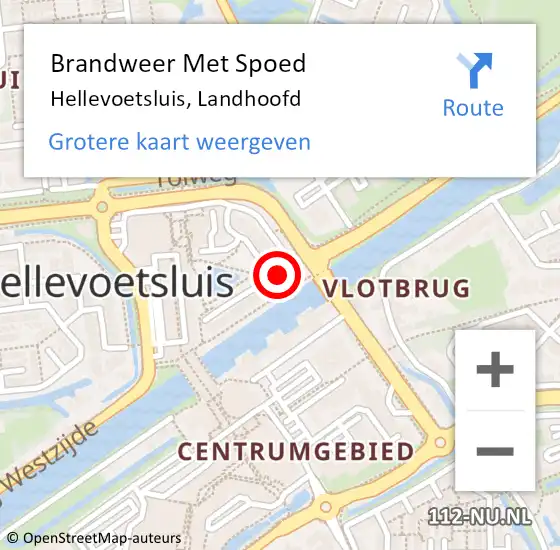 Locatie op kaart van de 112 melding: Brandweer Met Spoed Naar Hellevoetsluis, Landhoofd op 18 mei 2024 13:45