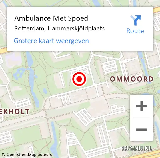 Locatie op kaart van de 112 melding: Ambulance Met Spoed Naar Rotterdam, Hammarskjöldplaats op 18 mei 2024 13:55