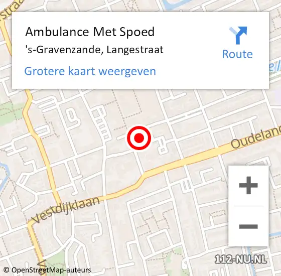Locatie op kaart van de 112 melding: Ambulance Met Spoed Naar 's-Gravenzande, Langestraat op 18 mei 2024 13:58