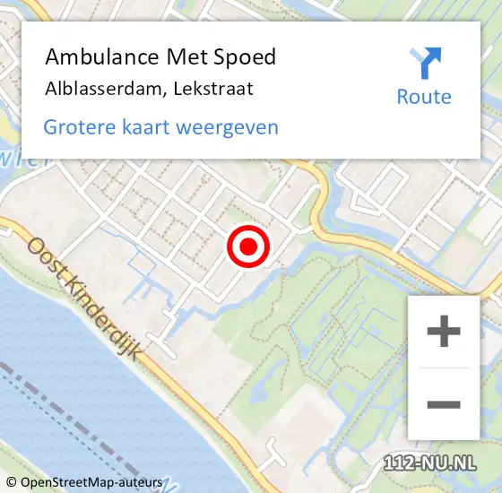 Locatie op kaart van de 112 melding: Ambulance Met Spoed Naar Alblasserdam, Lekstraat op 18 mei 2024 13:59