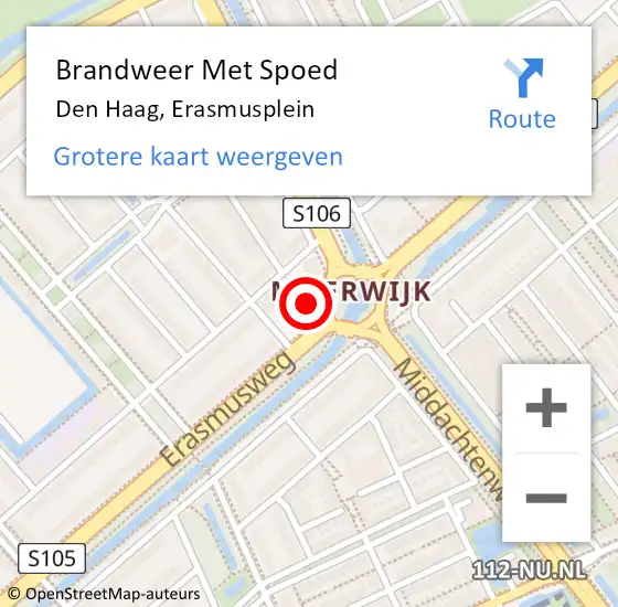 Locatie op kaart van de 112 melding: Brandweer Met Spoed Naar Den Haag, Erasmusplein op 18 mei 2024 14:09