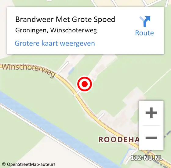 Locatie op kaart van de 112 melding: Brandweer Met Grote Spoed Naar Groningen, Winschoterweg op 18 mei 2024 14:10