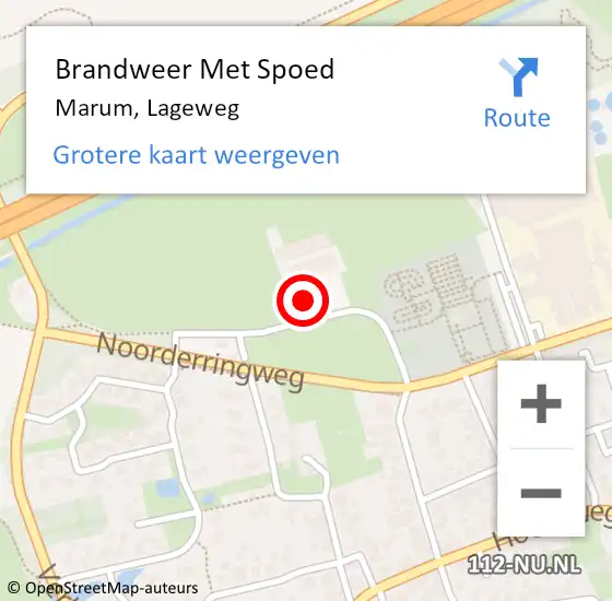 Locatie op kaart van de 112 melding: Brandweer Met Spoed Naar Marum, Lageweg op 18 mei 2024 14:18