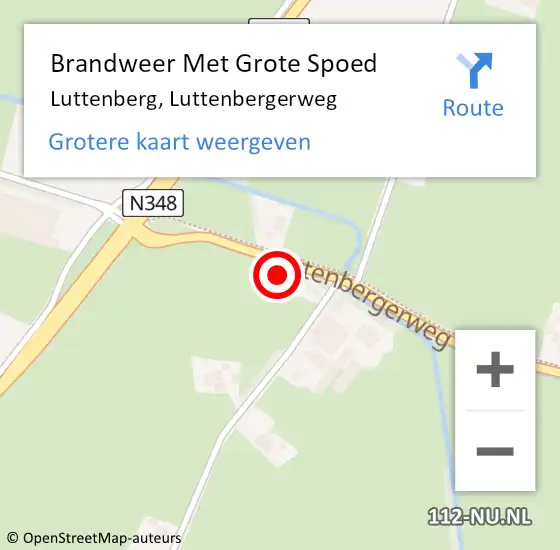 Locatie op kaart van de 112 melding: Brandweer Met Grote Spoed Naar Luttenberg, Luttenbergerweg op 18 mei 2024 14:18