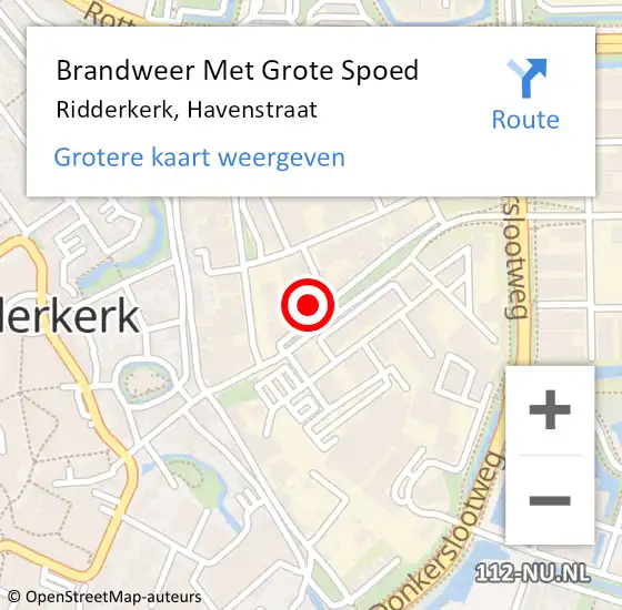 Locatie op kaart van de 112 melding: Brandweer Met Grote Spoed Naar Ridderkerk, Havenstraat op 18 mei 2024 14:19