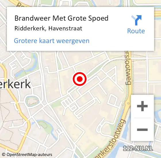 Locatie op kaart van de 112 melding: Brandweer Met Grote Spoed Naar Ridderkerk, Havenstraat op 18 mei 2024 14:19