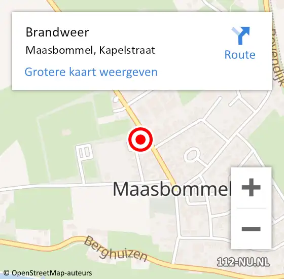 Locatie op kaart van de 112 melding: Brandweer Maasbommel, Kapelstraat op 18 mei 2024 14:20