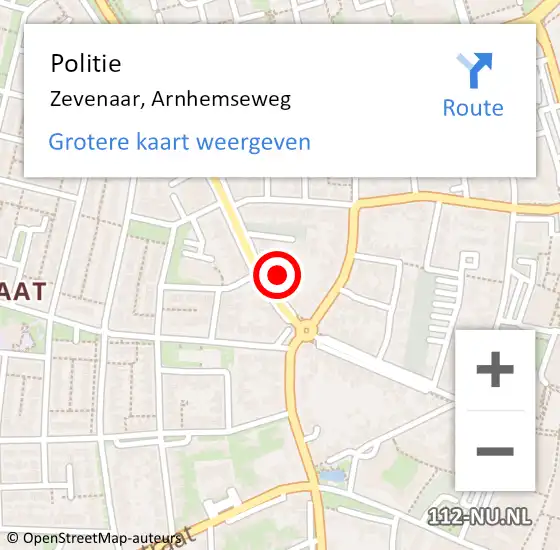 Locatie op kaart van de 112 melding: Politie Zevenaar, Arnhemseweg op 18 mei 2024 14:22