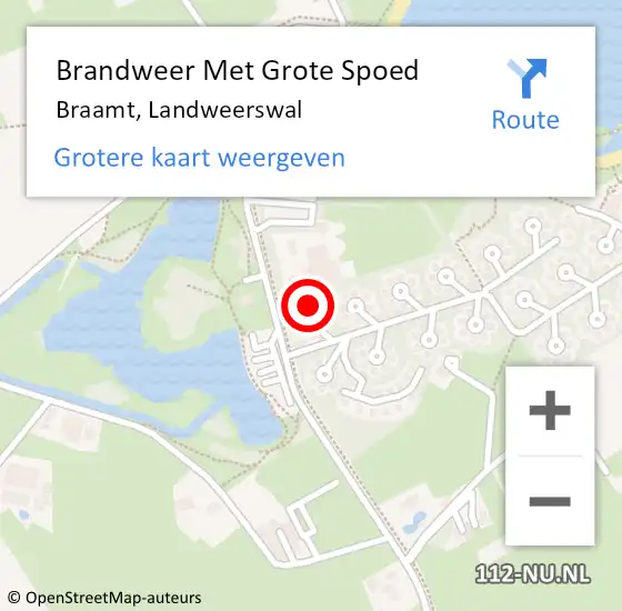 Locatie op kaart van de 112 melding: Brandweer Met Grote Spoed Naar Braamt, Landweerswal op 18 mei 2024 14:22