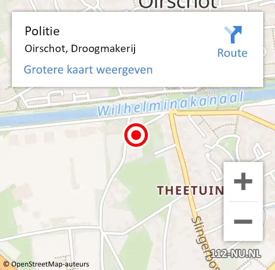 Locatie op kaart van de 112 melding: Politie Oirschot, Droogmakerij op 18 mei 2024 14:27