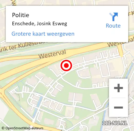 Locatie op kaart van de 112 melding: Politie Enschede, Josink Esweg op 18 mei 2024 14:27
