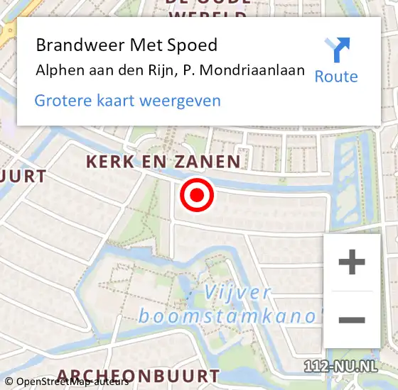 Locatie op kaart van de 112 melding: Brandweer Met Spoed Naar Alphen aan den Rijn, P. Mondriaanlaan op 18 mei 2024 14:27