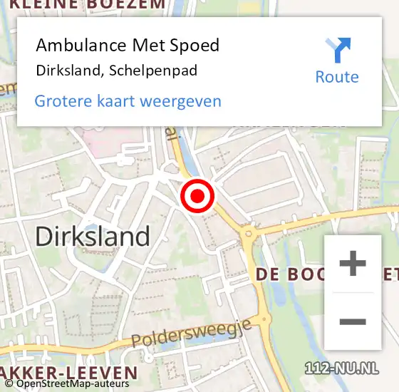Locatie op kaart van de 112 melding: Ambulance Met Spoed Naar Dirksland, Schelpenpad op 18 mei 2024 14:30