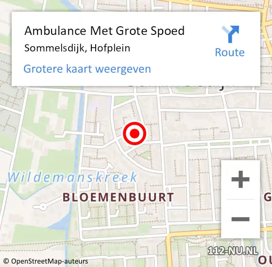 Locatie op kaart van de 112 melding: Ambulance Met Grote Spoed Naar Sommelsdijk, Hofplein op 18 mei 2024 14:31