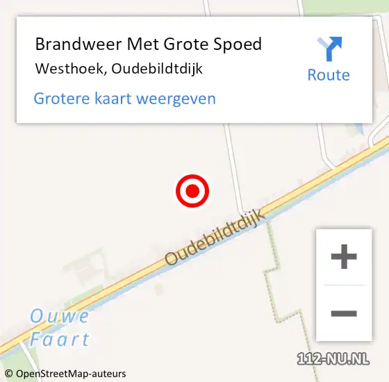 Locatie op kaart van de 112 melding: Brandweer Met Grote Spoed Naar Westhoek, Oudebildtdijk op 18 mei 2024 14:31
