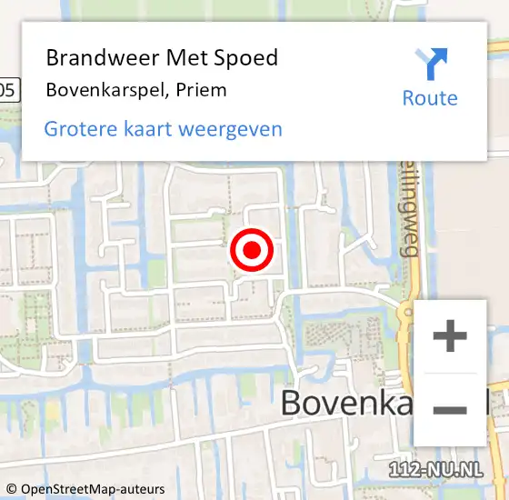 Locatie op kaart van de 112 melding: Brandweer Met Spoed Naar Bovenkarspel, Priem op 18 mei 2024 14:32