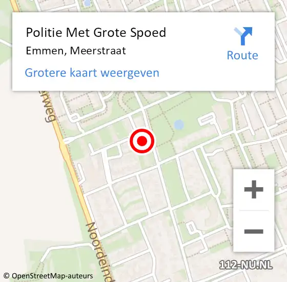Locatie op kaart van de 112 melding: Politie Met Grote Spoed Naar Emmen, Meerstraat op 18 mei 2024 14:35