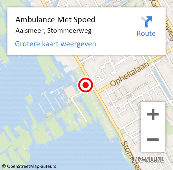 Locatie op kaart van de 112 melding: Ambulance Met Spoed Naar Aalsmeer, Stommeerweg op 18 mei 2024 14:43