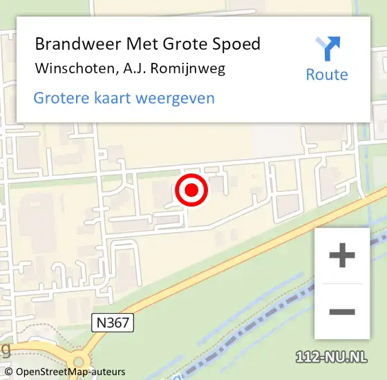 Locatie op kaart van de 112 melding: Brandweer Met Grote Spoed Naar Winschoten, A.J. Romijnweg op 18 mei 2024 15:03
