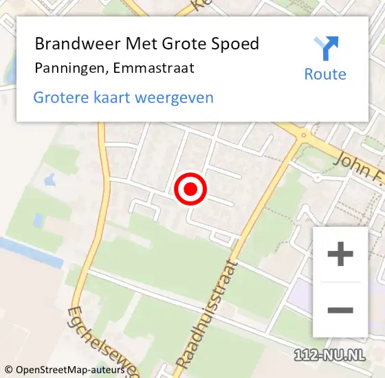 Locatie op kaart van de 112 melding: Brandweer Met Grote Spoed Naar Panningen, Emmastraat op 18 mei 2024 15:05