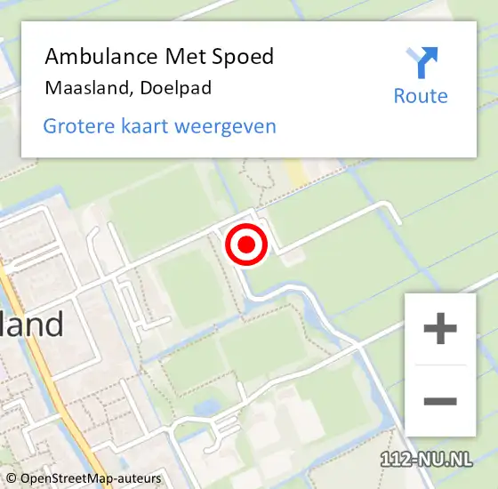Locatie op kaart van de 112 melding: Ambulance Met Spoed Naar Maasland, Doelpad op 18 mei 2024 15:15