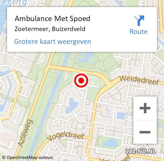 Locatie op kaart van de 112 melding: Ambulance Met Spoed Naar Zoetermeer, Buizerdveld op 18 mei 2024 15:16