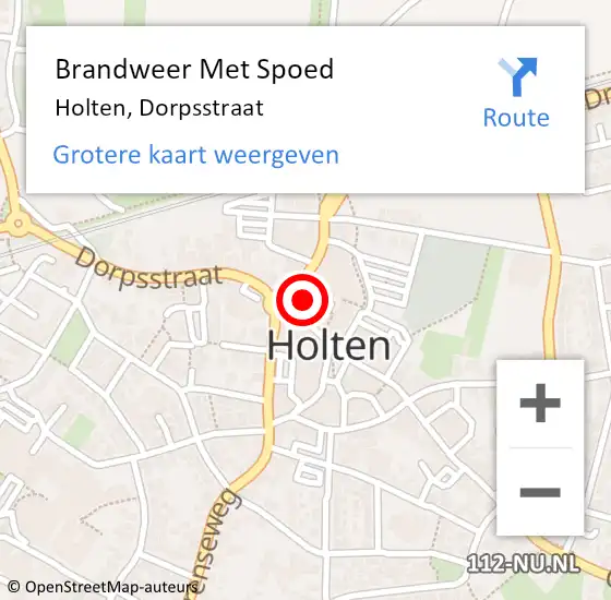 Locatie op kaart van de 112 melding: Brandweer Met Spoed Naar Holten, Dorpsstraat op 18 mei 2024 15:22