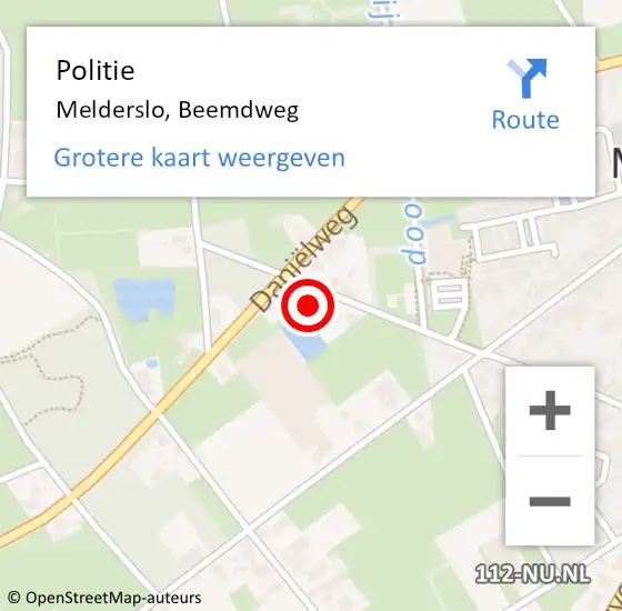 Locatie op kaart van de 112 melding: Politie Melderslo, Beemdweg op 18 mei 2024 15:24