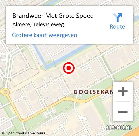 Locatie op kaart van de 112 melding: Brandweer Met Grote Spoed Naar Almere, Televisieweg op 18 mei 2024 15:30