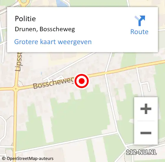 Locatie op kaart van de 112 melding: Politie Drunen, Bosscheweg op 18 mei 2024 15:33