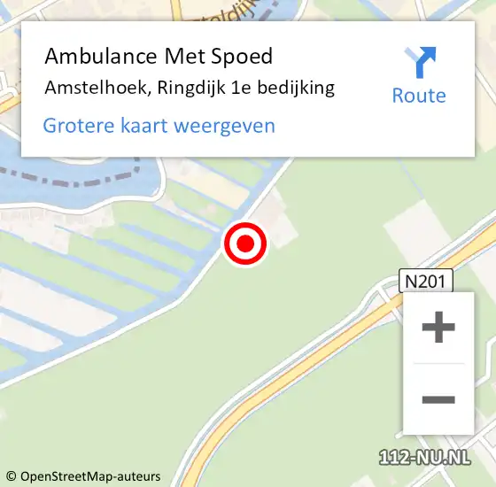 Locatie op kaart van de 112 melding: Ambulance Met Spoed Naar Amstelhoek, Ringdijk 1e bedijking op 18 mei 2024 15:36