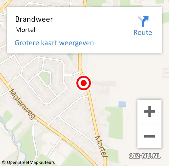 Locatie op kaart van de 112 melding: Brandweer Mortel op 6 oktober 2014 12:22