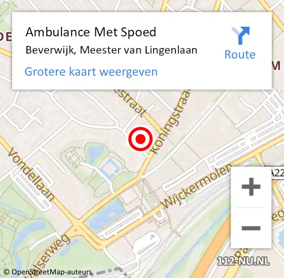 Locatie op kaart van de 112 melding: Ambulance Met Spoed Naar Beverwijk, Meester van Lingenlaan op 18 mei 2024 15:41